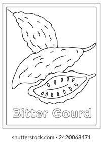 A linear design of Vegetable coloring page vector 