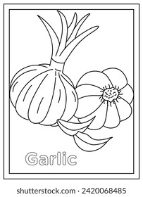 A linear design of Vegetable coloring page vector 