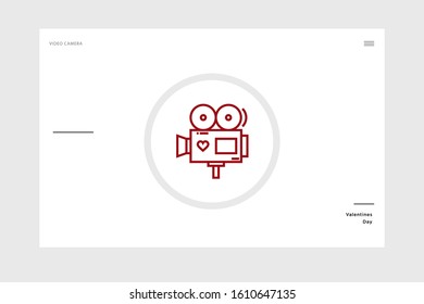 linear design video camera, love themed icons with white background, perfect for valentine and wedding