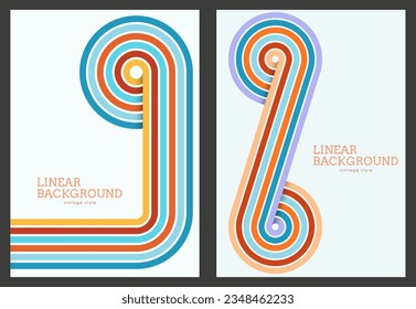 Diseño lineal de estilo vintage. Fondo abstracto con líneas de color paralelas