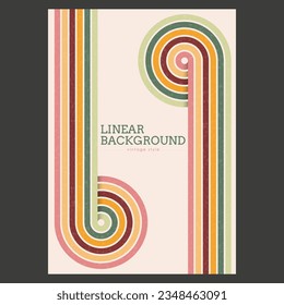 Linear design in vintage style. Abstract background with parallel colored lines