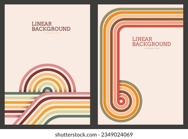 Diseño lineal de estilo vintage. Fondo abstracto con líneas de color paralelas