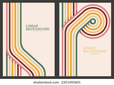 Lineares Design im Vintage-Stil. Abstrakter Hintergrund mit parallelen farbigen Linien