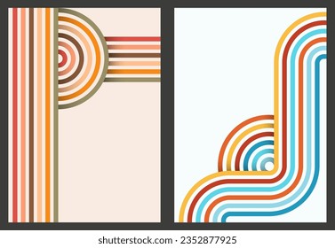Diseño lineal de estilo vintage. Fondo abstracto con líneas de color paralelas