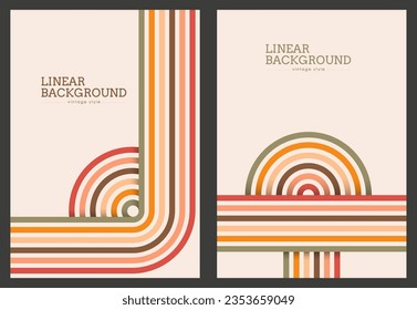 Diseño lineal de estilo vintage. Fondo abstracto con líneas de color paralelas