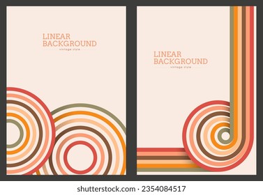 Diseño lineal de estilo vintage. Fondo abstracto con líneas de color paralelas