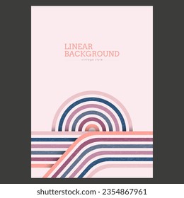 Linear design in vintage style. Abstract background with parallel colored lines