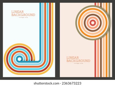 Diseño lineal de estilo vintage. Fondo abstracto con líneas de color paralelas