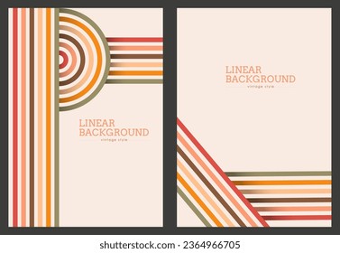 Linear design in vintage style. Abstract background with parallel colored lines