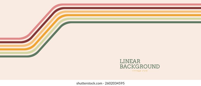 Linear design in vintage style. Abstract background with parallel colored lines
