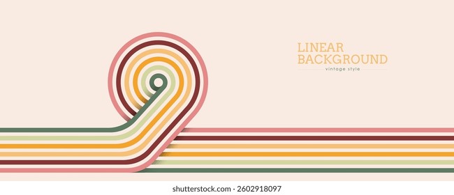 Linear design in vintage style. Abstract background with parallel colored lines