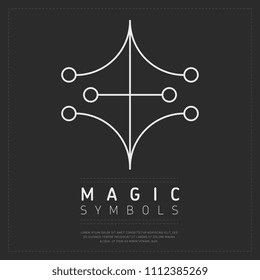 Linear design of white magical sign on dark gray background