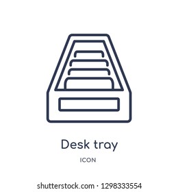 Linear desk tray icon from General outline collection. Thin line desk tray icon isolated on white background. desk tray trendy illustration