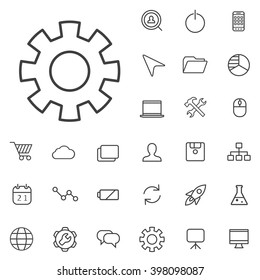 Linear development icons set. Universal development icon to use in web and mobile UI. development basic UI elements set