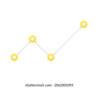 Linear Diagram 3d Icon. Visual Representation Statistical Data On Graph. Information For Business Shows Rise And Fall Of Finance Stocks Economy. Market Fluctuation Trends. Realistic Isolated Vector