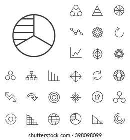 Linear diagram icons set. Universal diagram icon to use in web and mobile UI