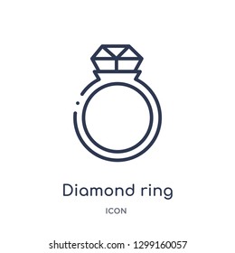 Linear diamond ring icon from Luxury outline collection. Thin line diamond ring icon isolated on white background. diamond ring trendy illustration