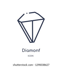 Linear diamonf icon from Gaming outline collection. Thin line diamonf icon isolated on white background. diamonf trendy illustration