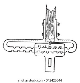 Regulador diferencial lineal, ilustración grabada vintage. Enciclopedia industrial E.-O. Lami - 1875.
