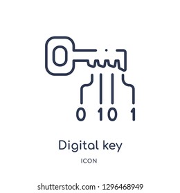 Linear digital key icon from Cryptocurrency economy and finance outline collection. Thin line digital key icon vector isolated on white background. digital key trendy illustration