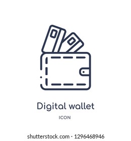 Linear digital wallet icon from Cryptocurrency economy and finance outline collection. Thin line digital wallet icon vector isolated on white background. digital wallet trendy illustration