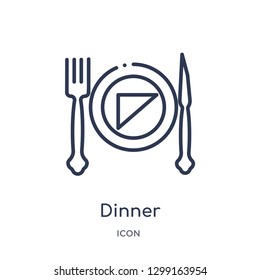 Linear dinner icon from Kitchen outline collection. Thin line dinner icon isolated on white background. dinner trendy illustration