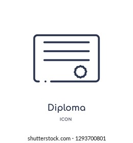 Linear diploma icon from Education outline collection. Thin line diploma icon vector isolated on white background. diploma trendy illustration