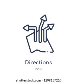 Linear directions icon from Map and location outline collection. Thin line directions icon isolated on white background. directions trendy illustration