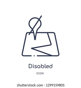 Linear disabled icon from Maps and locations outline collection. Thin line disabled icon isolated on white background. disabled trendy illustration