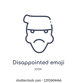 Linear disappointed emoji icon from Emoji outline collection. Thin line disappointed emoji icon vector isolated on white background. disappointed emoji trendy illustration