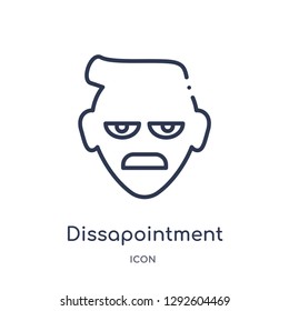 Linear dissapointment emoji icon from Emoji outline collection. Thin line dissapointment emoji icon vector isolated on white background. dissapointment emoji trendy illustration