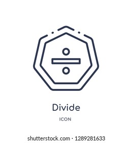 Linear divide icon from Arrows outline collection. Thin line divide vector isolated on white background. divide trendy illustration