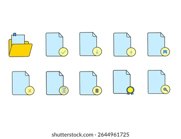 Linear document management icons set - folders