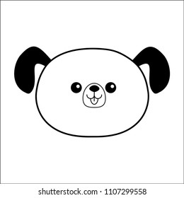 Linear dog head face silhouette icon. Contour line silhouette. Cute cartoon puppy character. Kawaii animal. Funny baby pooch. Love Greeting card. Flat design. White background Isolated. Vector