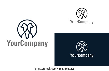 Linear dog and pet logo icon design template elements. Simple minimalist template graphic illustration. Creative vector emblem, for icon or design concept.