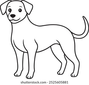 linear dog silhouette vector design, Dog silhouette vector linear. Dog icon template. a beautiful pointer dog vector illustration in black color on white background. Continuous drawing of a line.
