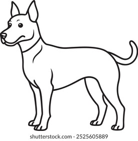 linear dog silhouette vector design, Dog silhouette vector linear. Dog icon template. a beautiful pointer dog vector illustration in black color on white background. Continuous drawing of a line.