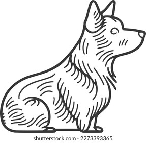 vector de silueta de perro lineal. imagen de línea de icono de logotipo de perro
