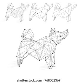Linear dog. Volumetric drawing. Set.