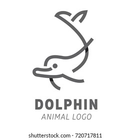 Linear dolphin logo illustration in minimalism