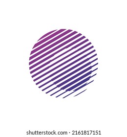 Linear double circle of different density form, logo icon. Vector geometric shape in retro style. Offset and density distortion.