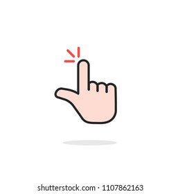 linear double click icon with pointer hand. stroke simple flat trend modern logotype art graphic lineart design element isolated on white. concept of arm push or press on button like cursor badge