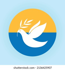 A linear dove with a branch in the colors of the Ukrainian flag