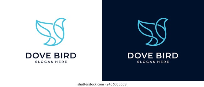 linear dove logo design vector illustration
