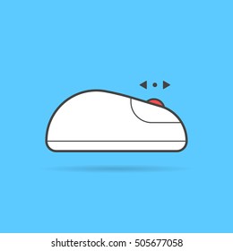 linear up and down scroll white computer mouse icon. concept of navigation silhouette, communication, web surfing, point marker. flat style trend modern logotype graphic design on blue background