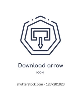 Linear download arrow with line icon from Arrows outline collection. Thin line download arrow with line vector isolated on white background. download arrow with line trendy illustration