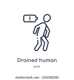 Linear drained human icon from Feelings outline collection. Thin line drained human icon vector isolated on white background. drained human trendy illustration
