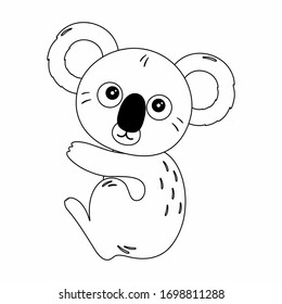 Linear drawing of an animal Koala for children's educational decorate. Vector illustration