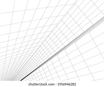 linear drawing of architecture on white background 3d illustration