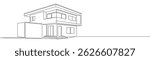 Linear drawing architecture sketch drawing of modern house, penthouse or villa